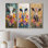 Vache marguerites avec hibiscus I - Collection d'art mural animal de vache