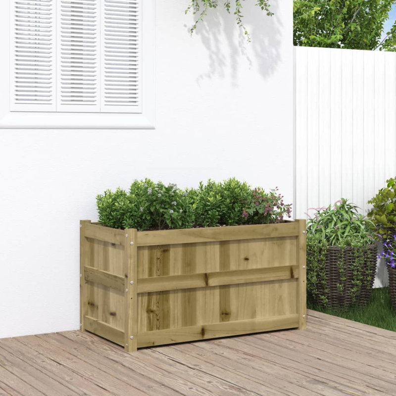 Wooden Kogut Flower Box, 19.69" H x 35.43" W x 19.69" D, Brown, 1