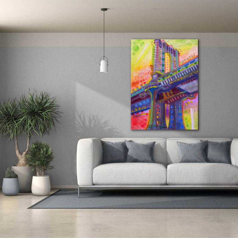 «Manhattan Bridge» par Dean Russo Studios, art mural sur toile, H 54 po x l 40 po x P 1,5 po