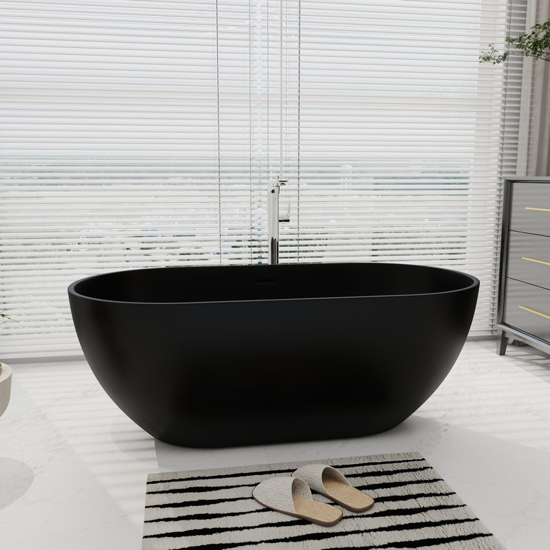 Baignoire de trempage autoportante de 59 po x 29 po, Noir mat