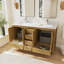 Meuble-lavabo double 60 po avec plateau en granite blanc Riverford-120334988
