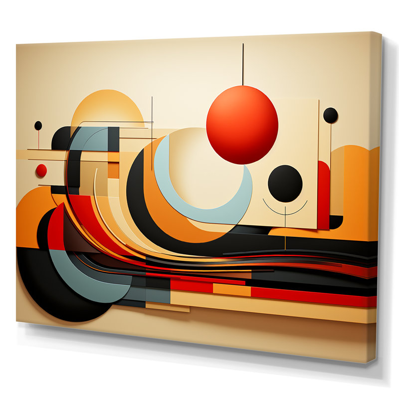 «Echoing Ellipse Beige», art mural géométrique, Toile tendue, H 12 po x l 20 po x P 1 po