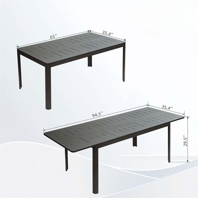 Expandable Aluminum Outdoor Dining Table for Patios and Gardens