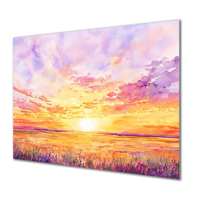 «Lubbock Meadows At Sunset - Texas», impression métallique moderne, H 30 po x l 40 po