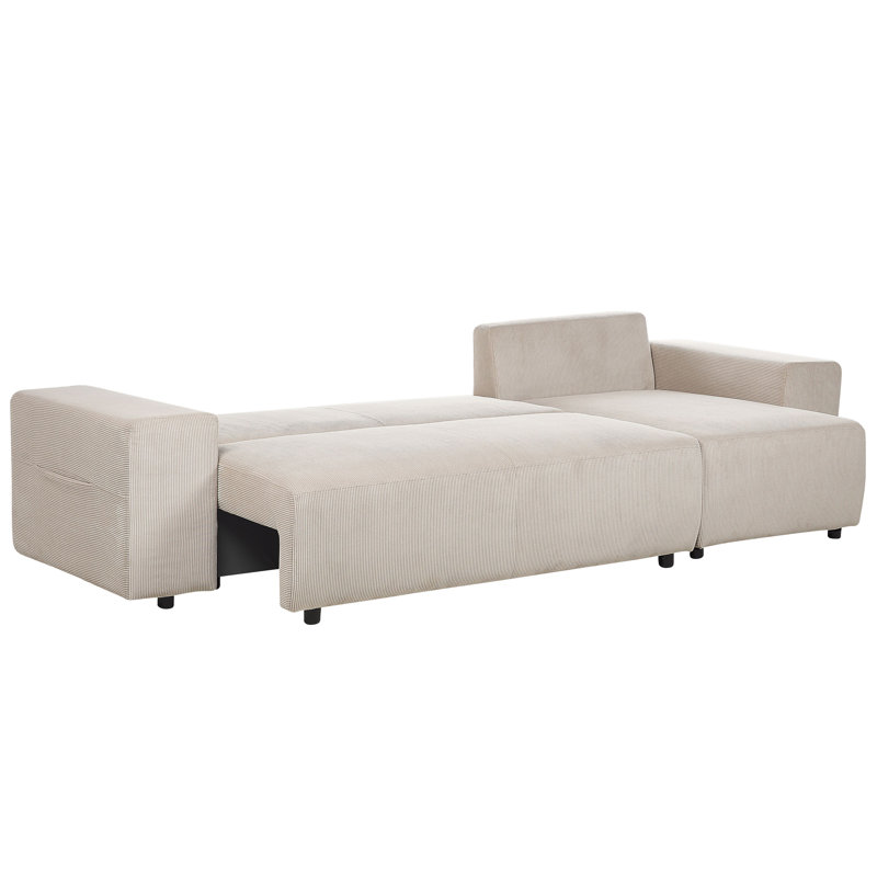 Alyxs Corduroy Sofa Bed, Beige, Right Hand Facing
