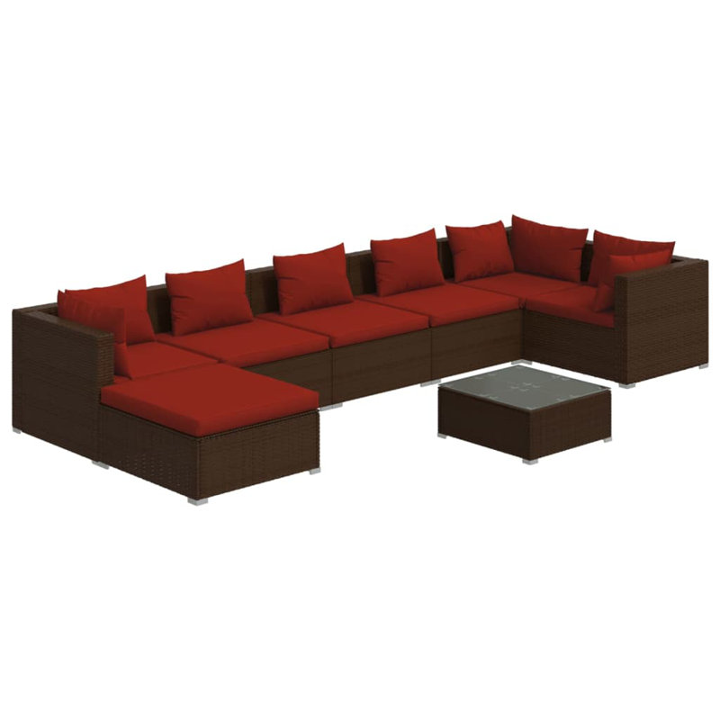 Ensemble modulaire de patio 23,6 po de largeur avec coussins, Rouge cannelle, Brun