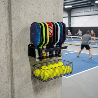 Pickleball Paddle Rack Sports Storage Ball Basket