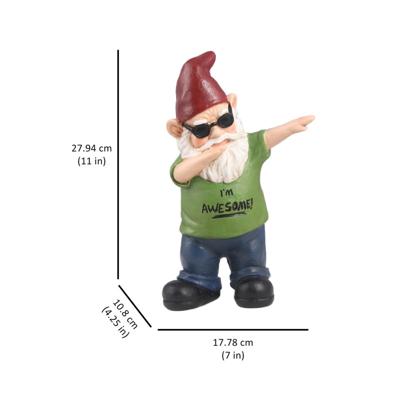  Iconic Dancing Dabbing Gnome Garden Statue, Green/Blue