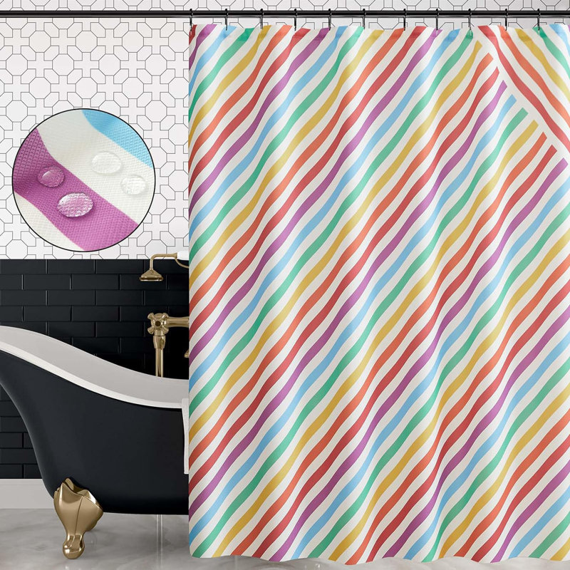 Ensemble de rideau de douche en tissu imperméable avec crochets Modern Candy, Multicolore rouge