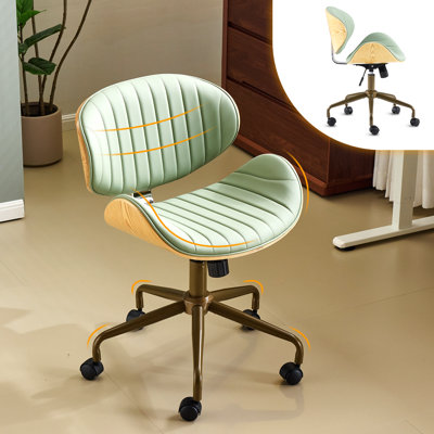 PU Curved Office Chair With Antique Bronze Base