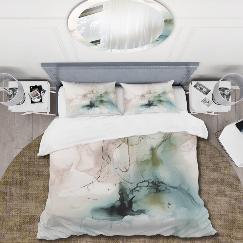 Ensemble de housse de couette en marbre vert et crème Essence Of Modernity III