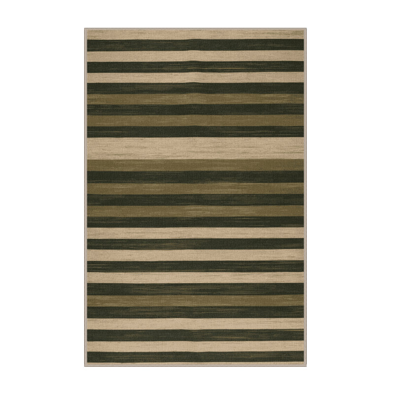 Tapis brun à rayures horizontales lavable à la machine, Tapis de couloir 2 pi x 4 pi
