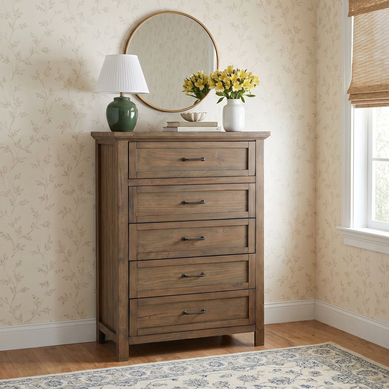 Aceline 5-Drawer Chest, Brushed White