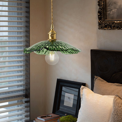 1-Dark green dimmable glass iron pendant light