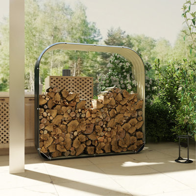 Étagère de rangement pour bois de chauffage en acier galvanisé Outsunny