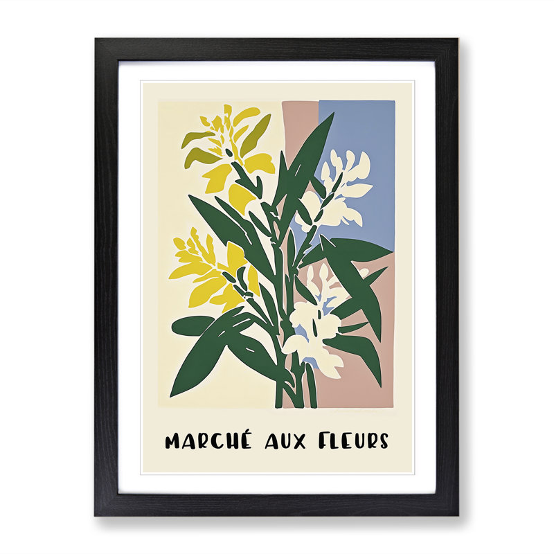 French Flower Market Exhibition No.9 - Single Picture Frame Print on Wood, 46cm H x 34cm W x 2cm D