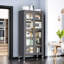Étagère de cuisine à portes ouvertes Placard de plancher à plafond à plusieurs niveaux Armoire de rangement pour micro-ondes Armoires latérales Armoires de rangement Armoires de rangement de couleur grise