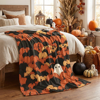 Jeté en flanelle d'Halloween, couvertures en molleton moelleux, moelleux, moelleux, moelleux, moelleux et moelleux, pour un canapé-lit, des cadeaux idéaux pour les adultes 50 x 60