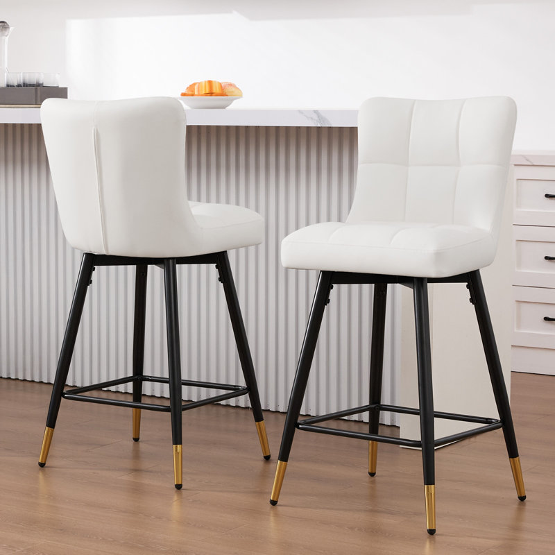 Tabouret de bar pivotant 26 po, Blanc, 2