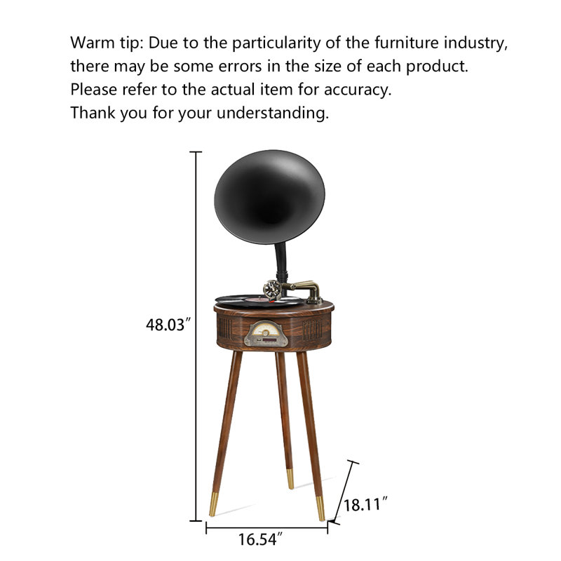 Plateau tournant Vintage Horn: lecteur vinyle Mid-Century et enceinte décorative rétro