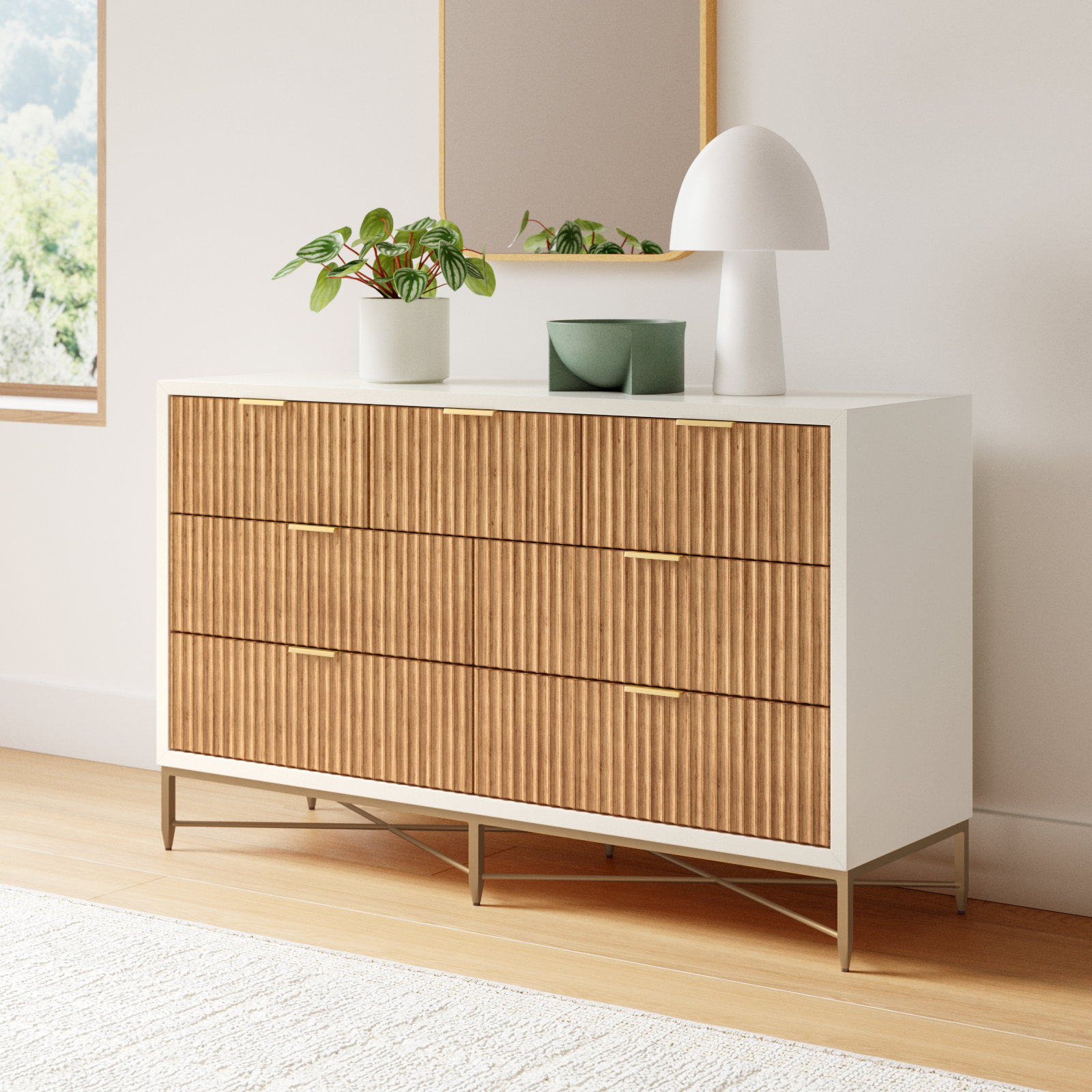 Babette 56" Mahogany Dresser, White