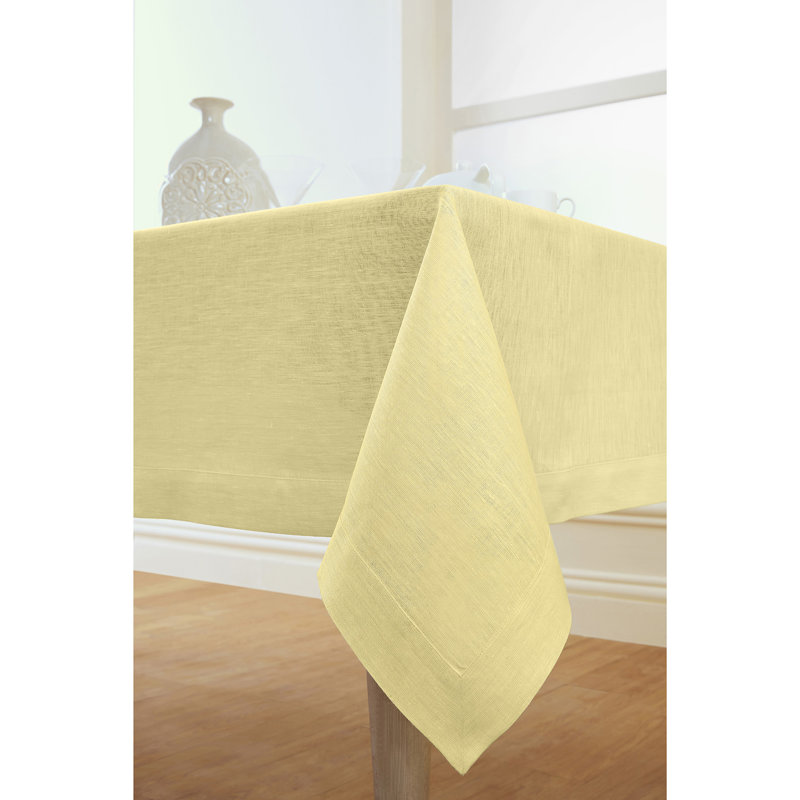 100% Pure Linen Tablecloth - Athena, 108" x 60", Chambray Yellow