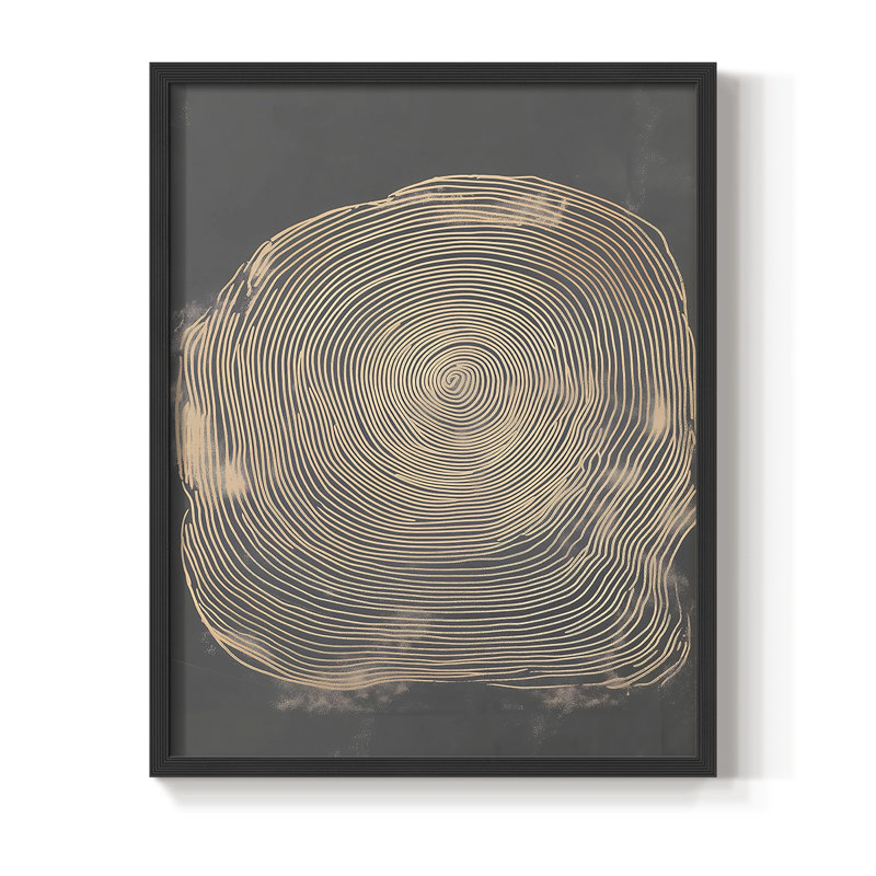 Abstrait, encadré, prêt à accrocher , H 10 po x l 8 po, Noir