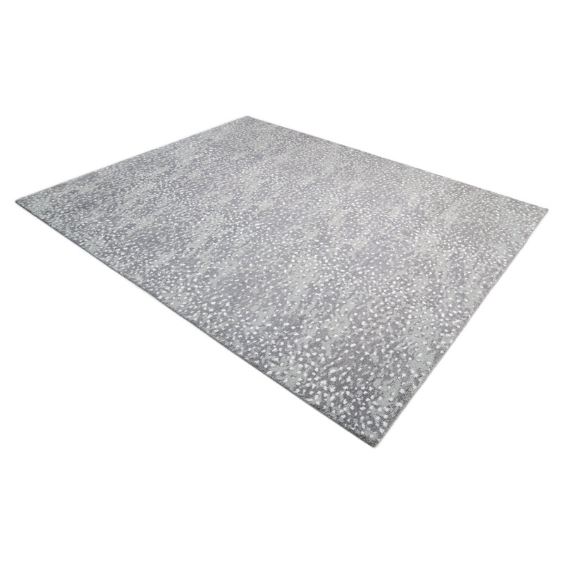 Arash Hand Knotted Abstract Area Rug in Gray/White, Rectangle 5' x 8'