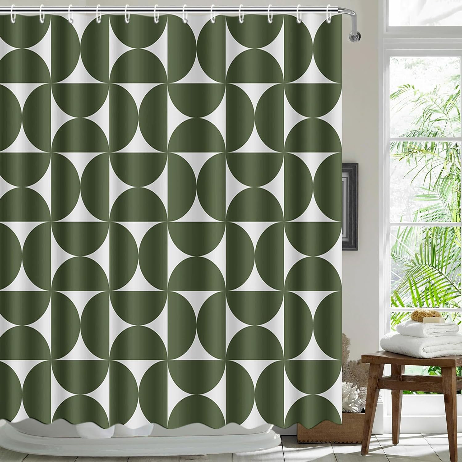 Corrigan Studio Vintage Green Shower Curtain Modern Mid Century ...
