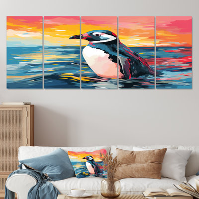 Pop Art Penguin Parade Charm II - ensemble d'art mural 5 pièces pingouin