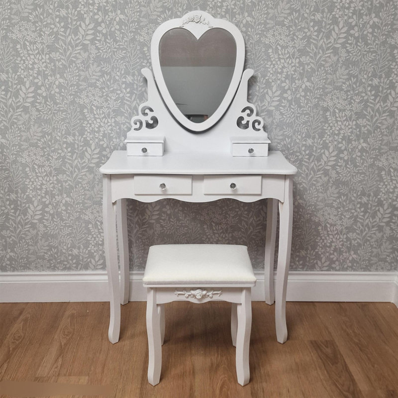 Brenda Dressing Table with Mirror, White