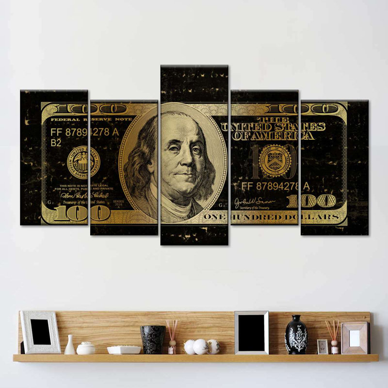 H cent dollars, reproduction d'art sur toile, H 24 po x l 49 po x P 1,25 po