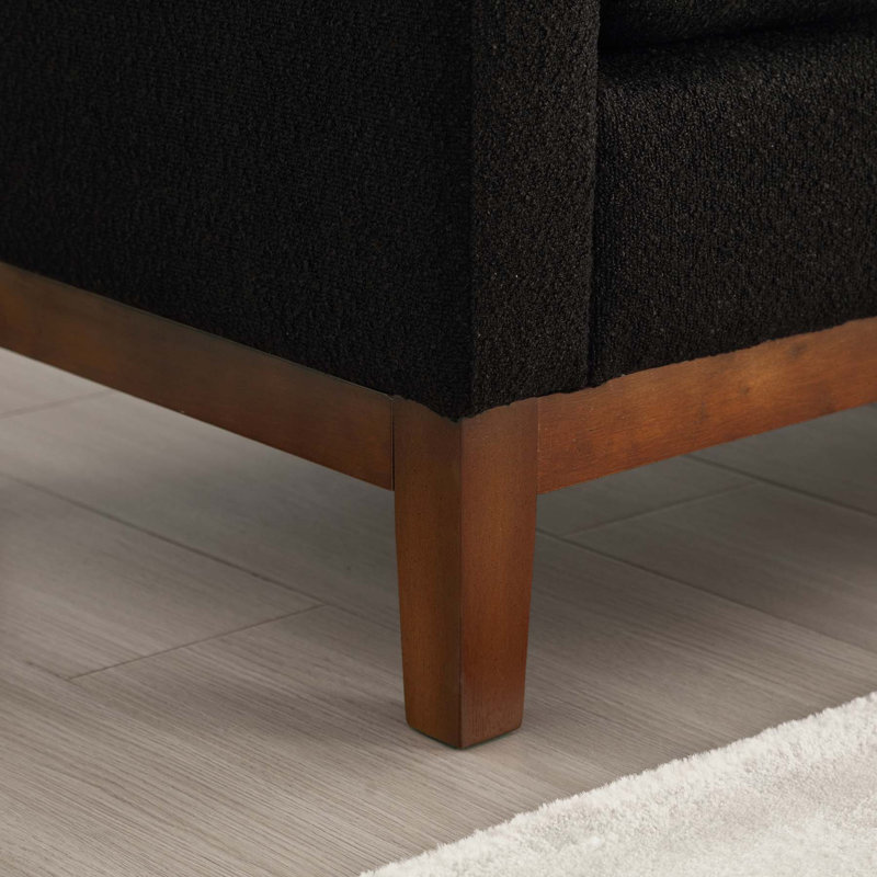 Melitn Boucle Upholstered Bench, Black, Walnut