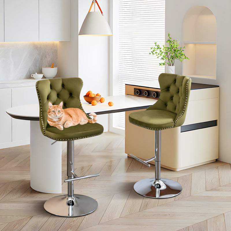 Très grand tabouret pivotant de 34,1 po Revakshi, Olive