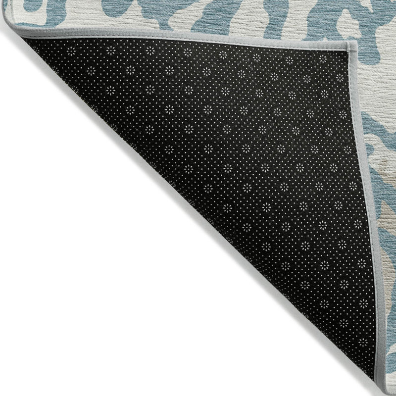 Tapis bleu sarcelle à imprimé animal beige et ivoire 5 pi x 8 pi