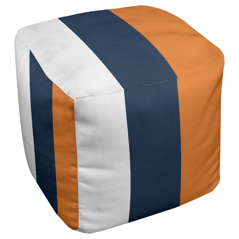 Repose-pieds à cubes à rayures auburn, Blanc / bleu / orange