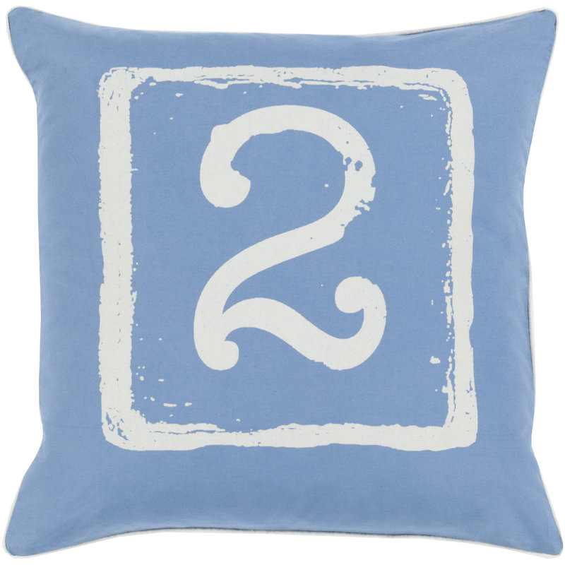 Housse de coussin en coton , H 22 po x l 22 po x P 4 po, Beige / cobalt, 2