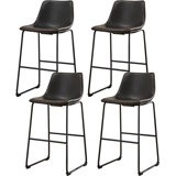 Counter Height Bar Stools Set of 4, 26 inch Leather Barstools Modern Bar Stools with Back, Counter Stool Armless Bar Chairs with Metal Legs, Footrest