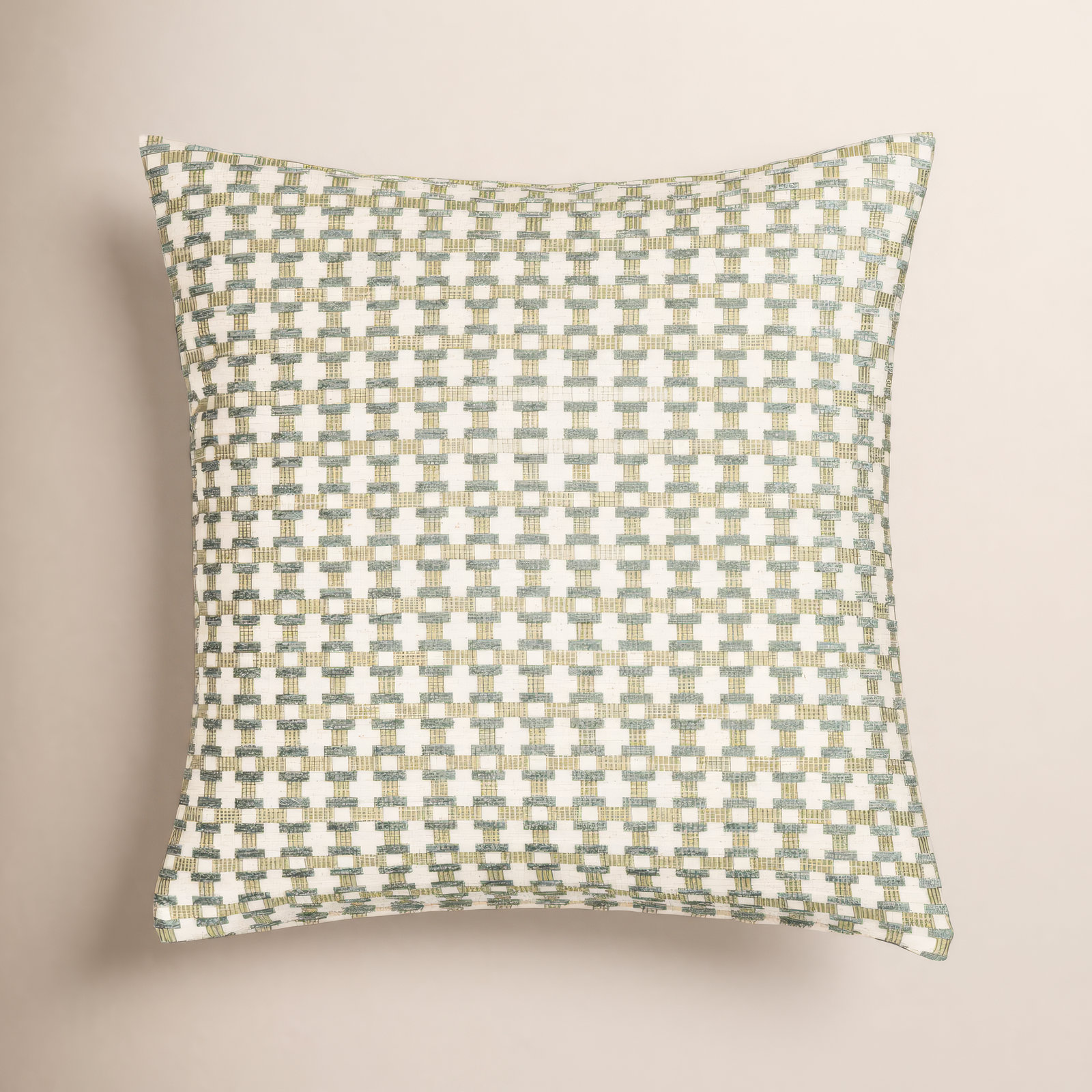 Siscovers 26" x 26" Pillow Cover & Insert, Green Geometric, Feather, Square 22"