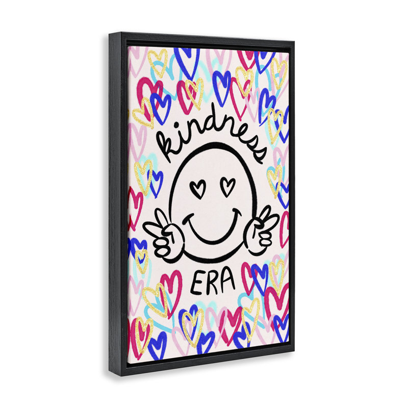 «Kindness Era on Hearts» par JJ Design House, LLC., H 25 po x l 17 po, Cadre flottant noir de jais