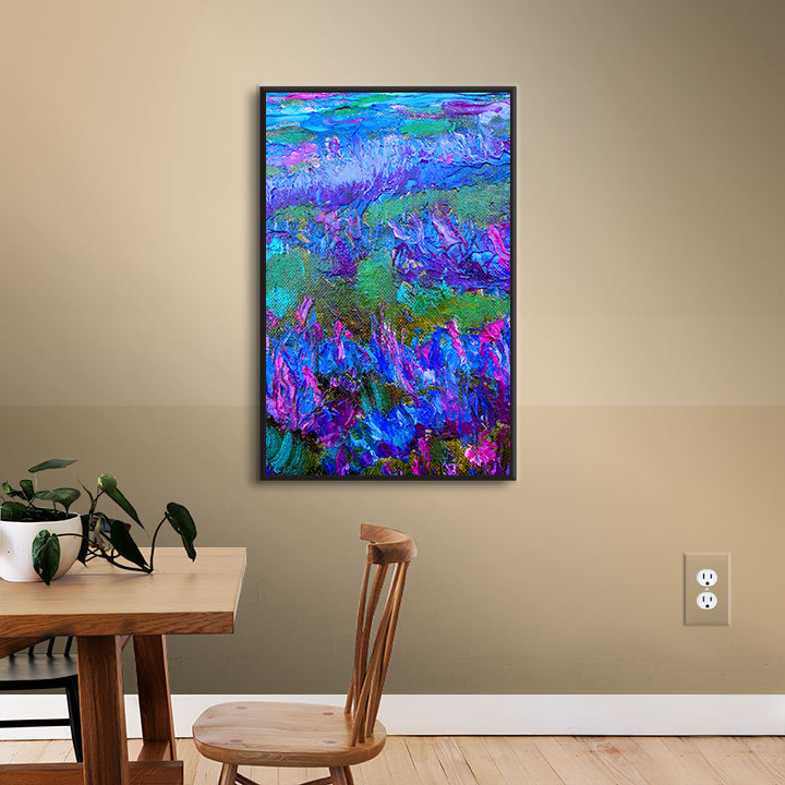 Peinture sur toile Bunyon StaticeFies par Susi Franco, H 10 po x l 8 po x P 2 po, Cadre flottant blanc