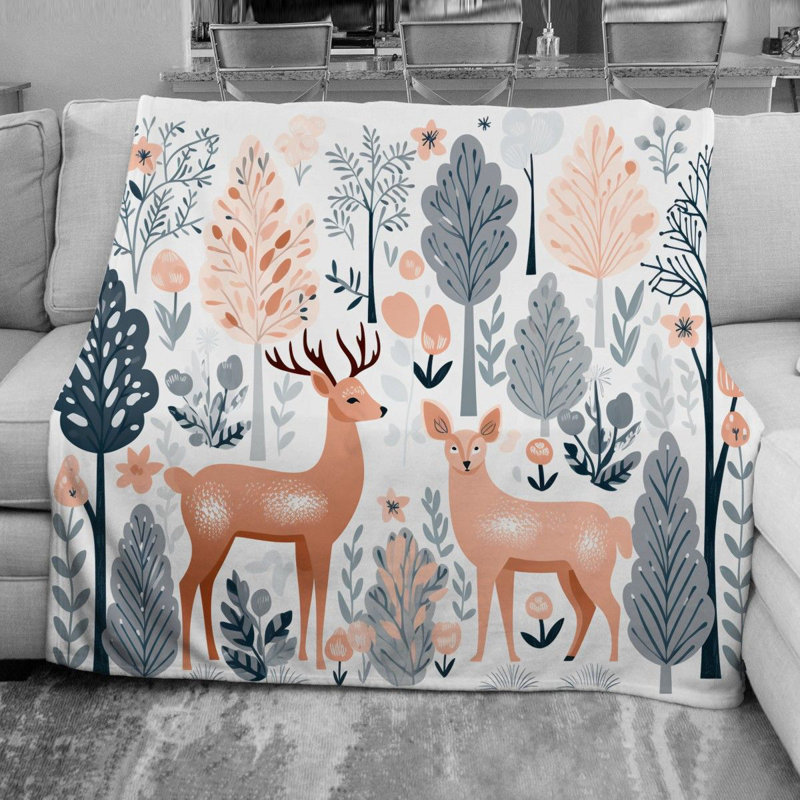 Modern Deer Throw Blanket, Throw