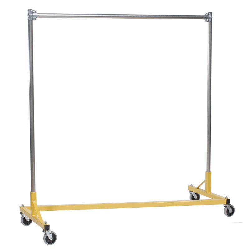 63'' Metal Rolling Clothing Rack, Yellow, 79" H