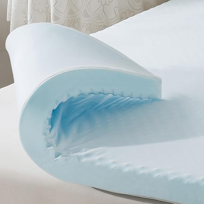 Surmatelas en mousse à mémoire de forme, Bleu, Grand lit, 2"