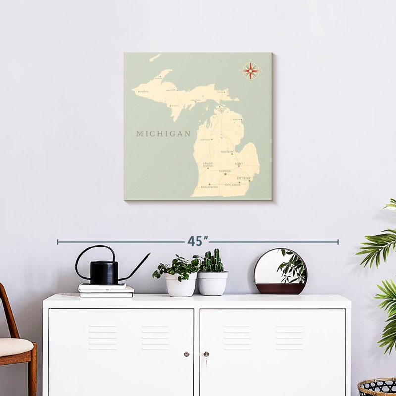 Carte du territoire de Aliaz, Michigan, H 24 po x l 24 po