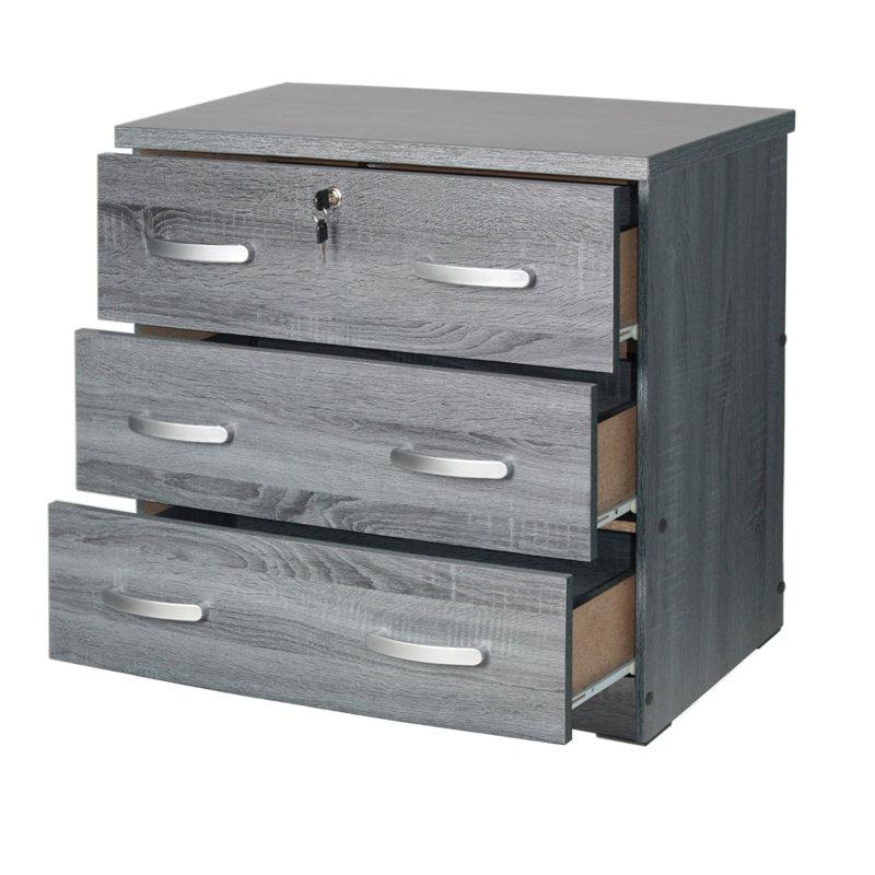 Commode 3 tiroirs, gris