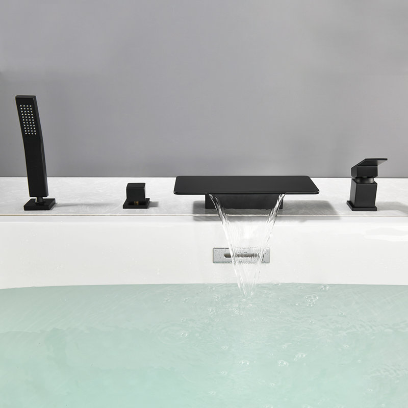 Robinet de baignoire romaine à fixation sur le comptoir, Noir, noir, noir, noir