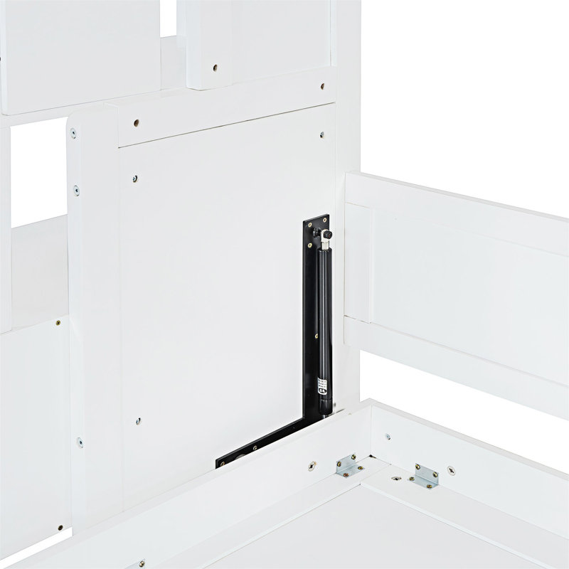 Lit escamotable double sur double avec lève-personne hydraulique et conception de bureau, Blanc