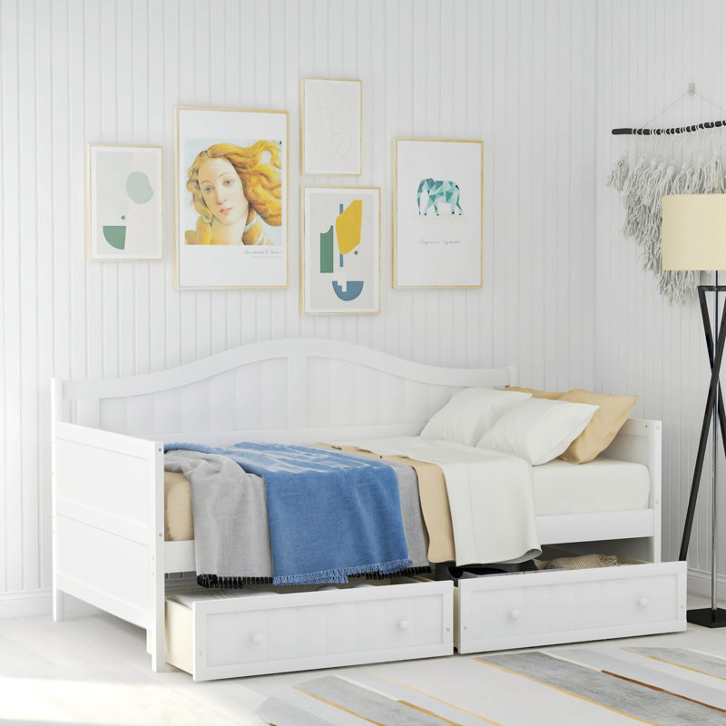 Gamma Daybed Storage Bed, White, Drawer Included
