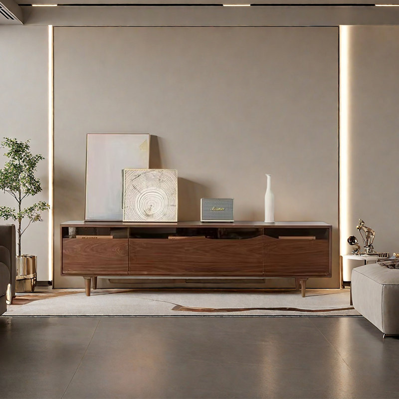 Simple solid wood black walnut TV cabinet